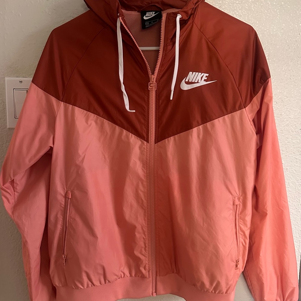 Nike Rust and Coral Pink Hooded Windbreaker Jacket